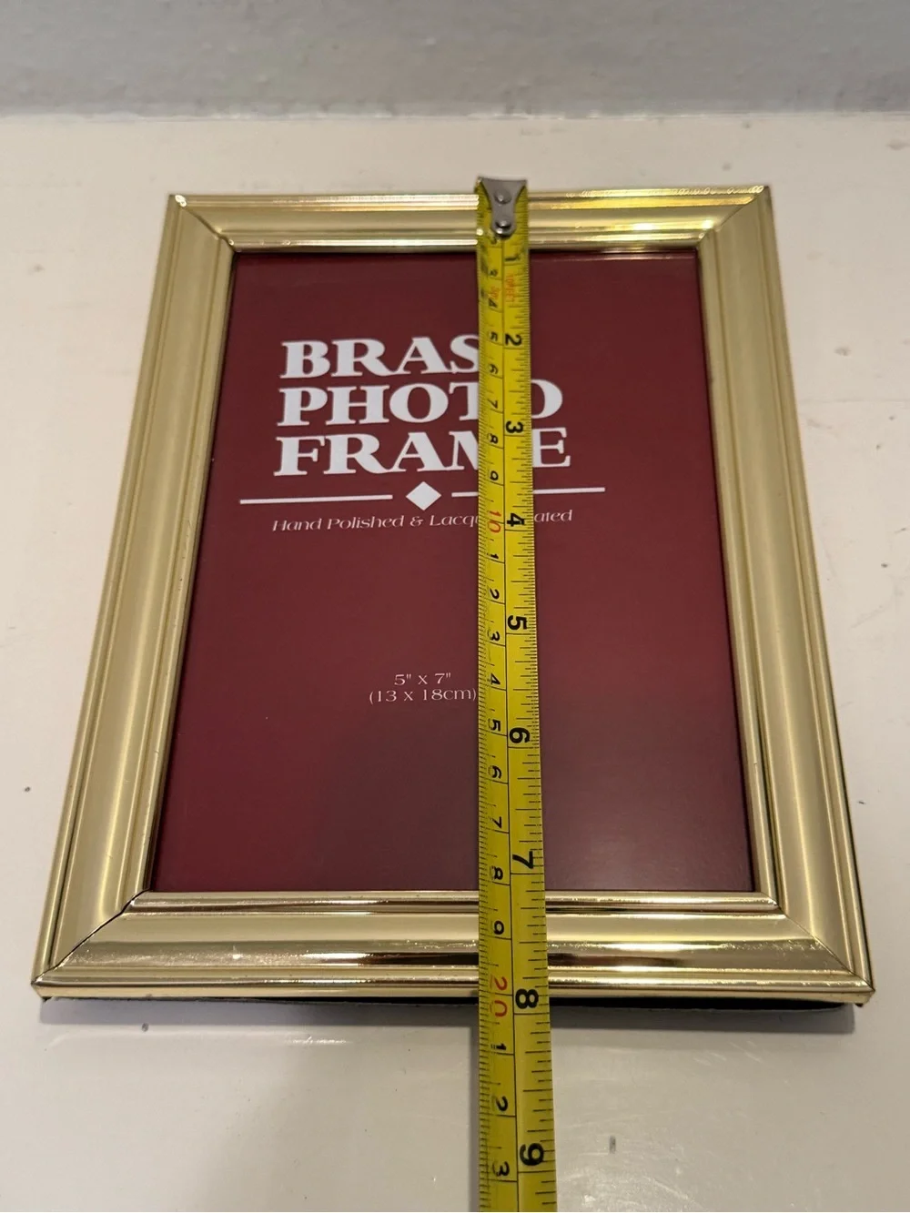 Vintage Brass 5x7 Picture Frame w/ Blue Velvet Backing & Easel